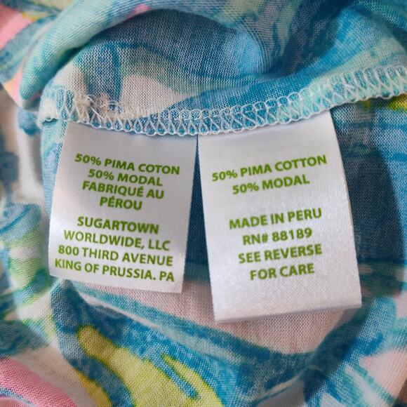 Lilly Pulitzer Top Womens XXS Blue Pink Off Shoulder Ruffle Surfboard Print Boho - Picture 12 of 16